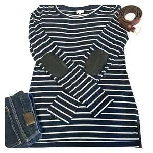 Navy and White Striped Pixley Relaxed Shirt, S
